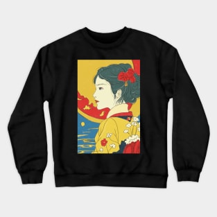 Determined Japanese girl in the midst of sweltering heat Crewneck Sweatshirt